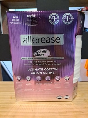 New AllerEase Ultimate Cotton TWIN Size Zippered Mattress Protector Waterproof