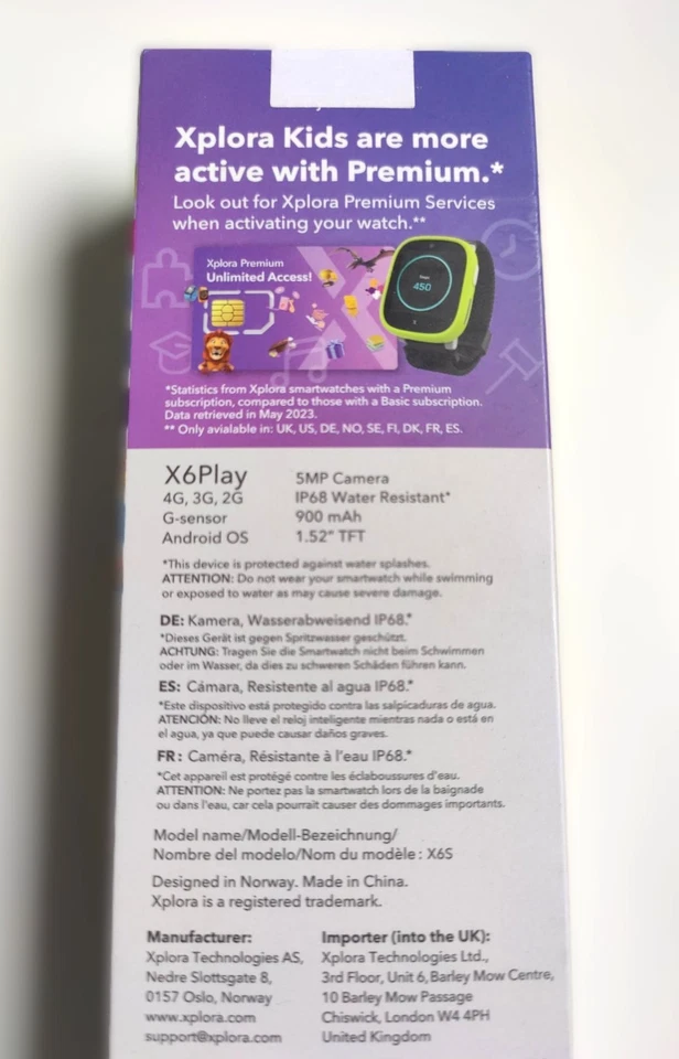 XPLORA X6 Play 2.Gen - Kindersmartwatch Textilarmband - Nano Sim -Schwarz- NEU - Bild 4 von 4