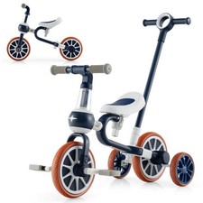 4-in-1 Kids Trike Bike with Adjustable Parent Push Handle and Seat Height-Navy -