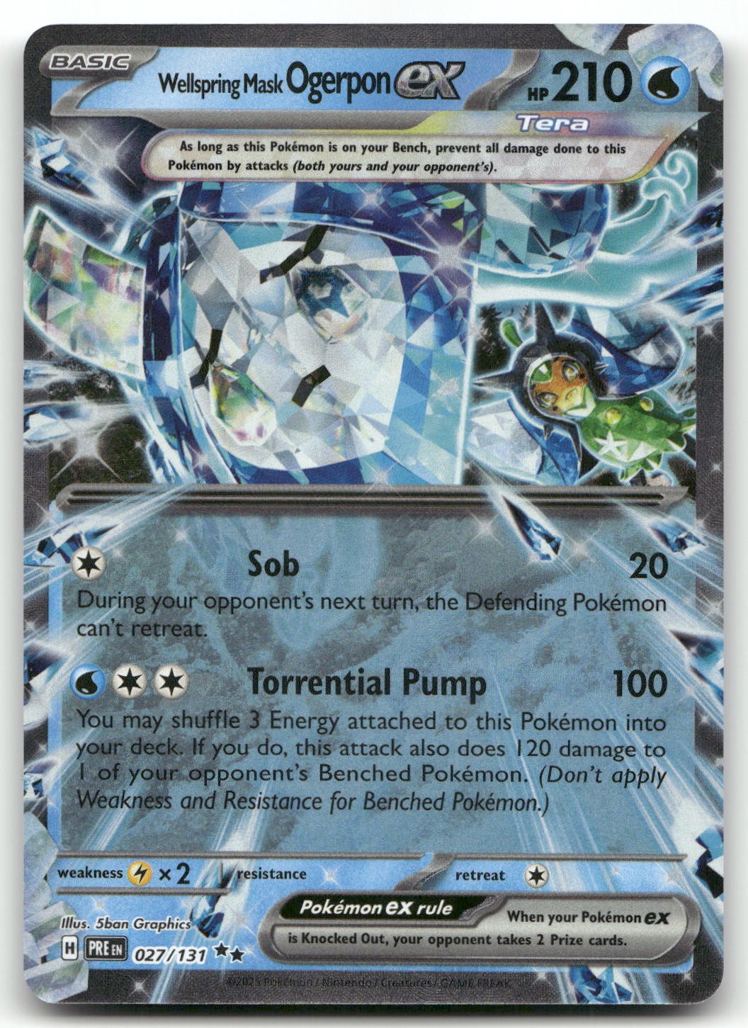 Wellspring Mask Ogerpon ex - 027/131 (Holo) NM SV: Prismatic Evolutions Pokemon