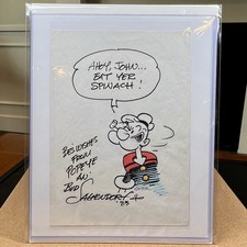 Bud Sagendorf Signed & Hand-Colored Popeye Sketch (1983) – RR Auction COA