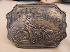 Vintage Brass Harley Davidson Motorcycle Belt Buckle J-38
