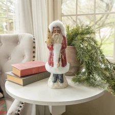 Ragon House Christmas Vintage Look 12"GLITTER Red Belsnickle Santa w/STARs