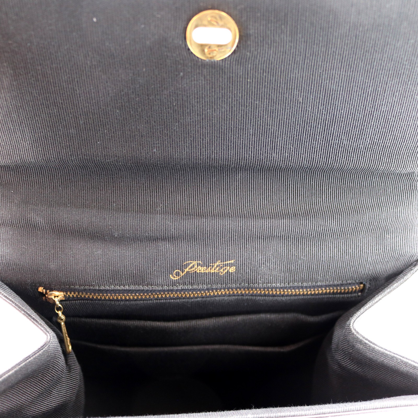 Vintage 50s-60s - PRESTIGE - Black Leather Handbag-  Mid Century Modern -