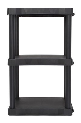 3 Shelf Plastic Shelving Unit 12'' (D) x 20.07'' (W) x 32'' (H), Black