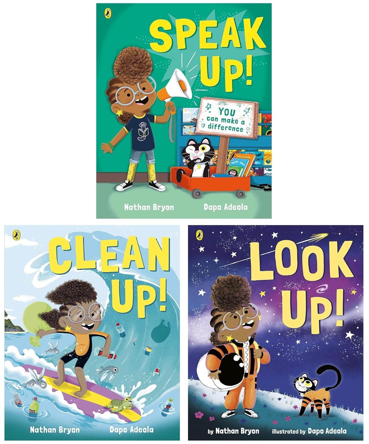 Puffin Rocket Says Look Up! Clean Up! Speak Up! By Nathan Bryon - Paperback Picture Book Set - Ages 3-7 - Space, Environment & Activism Stories - Image 5