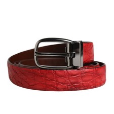 DOLCE & GABBANA Belt Men Red Exotic Leather Metal Buckle 105cm / 42in 1050usd
