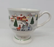 1 Sango Silent Night Footed Pedestal Cups Christmas Snow Scenes 1980s