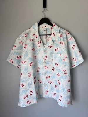 Bode Skiing Penguins Button Up Shirt - Size XL - White - NEW