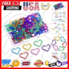 105 Pieces Colorful Paper Clips Metal Heart Shaped Paperclips Cute Fancy Mult...