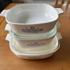 Vintage Pyrex Corning Ware Blue Cornflower 1 QT, 1  1/2 Qt & 9” 2 Lids
