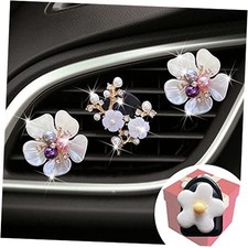 Pearl Flower Vent Clip, 3 Pcs Pearl Daisy Car Air Fresheners for Women Diamond
