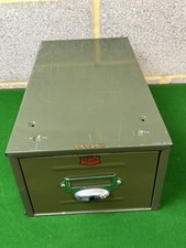 Vintage Veteran Series green metal single-drawer filing cabinet