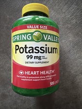 Spring Valley Potassium Dietary Supplement Caplets for Heart Health, 99 Mg, 500