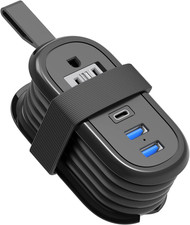 Travel Power Strip with USB C Ports, 4FT Extension Cord, 2 Outlets, 3 USB Ports