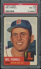1953 Topps #19 Mel Parnell PSA 8 NM-MT, Boston Red Sox, Centered, Vintage