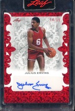 2023 Leaf Superlative Signatures Red Julius Erving HOF AUTO 14/15
