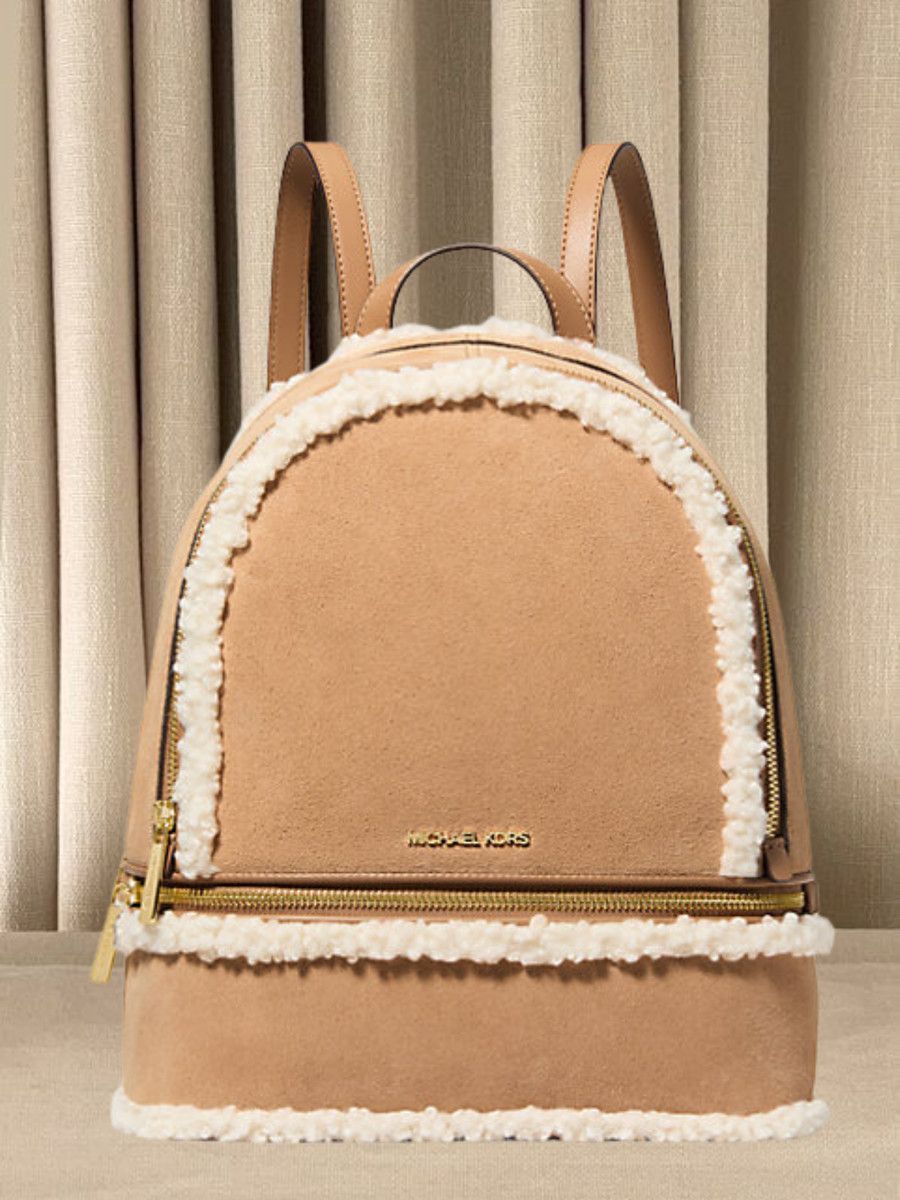 Michael Kors Rhea Medium Backpack Women Leather Suede Faux