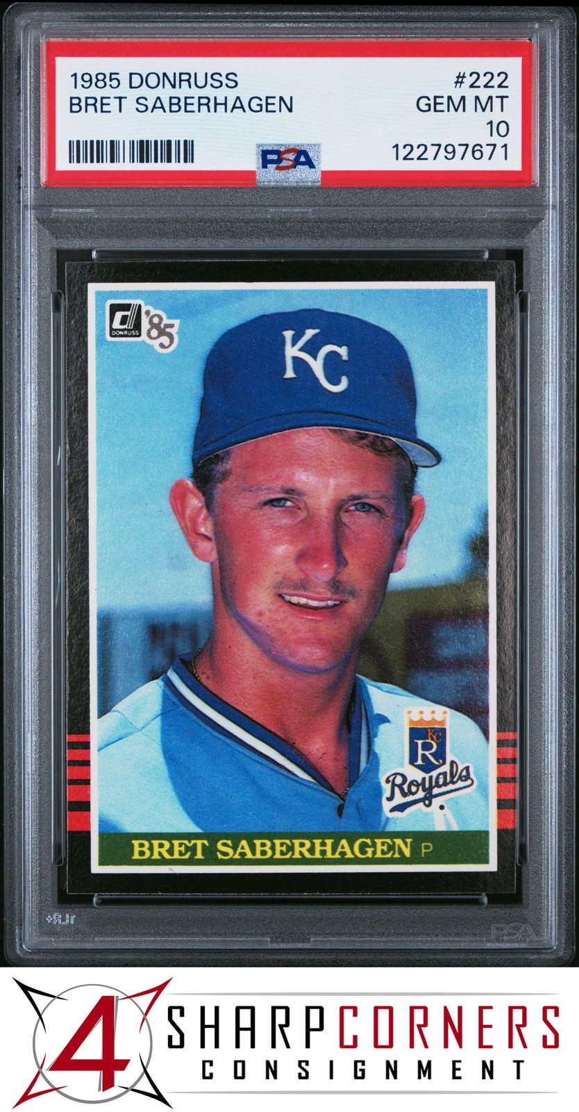 1985 DONRUSS #222 BRET SABERHAGEN RC ROYALS PSA 10