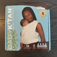 Baby K'tan Organic Baby Carrier Wrap Sling Soft Natural Cotton Small 8-35 Lb