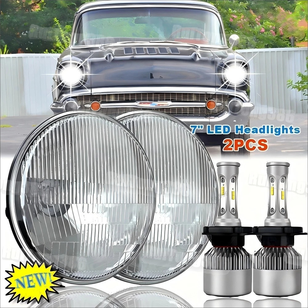 2pcs 7" Round LED Headlights HIGH/LOW Beam for Chevrolet Bel Air 1950-1957