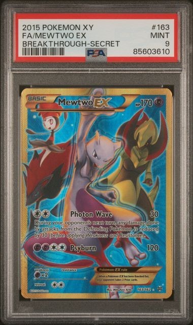 2015 FA/MEWTWO EX BREAKTHROUGH-SECRET 163 psa 9 POKEMON XY BREAKTHROUGH #163