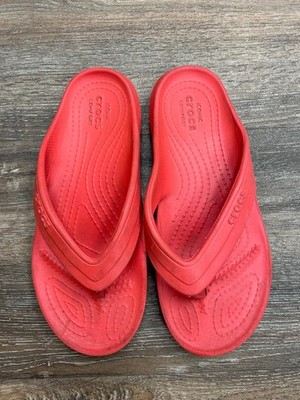 Crocs Youth 2 Red Flip Flop Thong Slippers Unisex