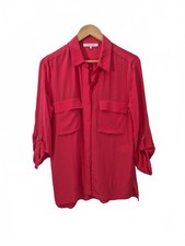 Gerard Darel Paris Ladies 100 Silk Button Front Blouse 3/4 Sleeve Color Reddish