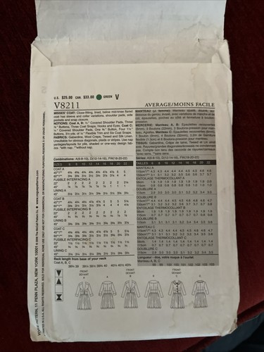 Vogue 8211 Misses Dress Coat Sewing Pattern Sz 12 14 16 Fit Flare UC FF Yr 2006 - Picture 3 of 6