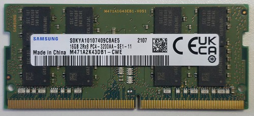 Samsung | 16GB - 1x16GB | DDR4 | 2Rx8 | PC4-3200AA | 3200MHz Laptop Ram Modul