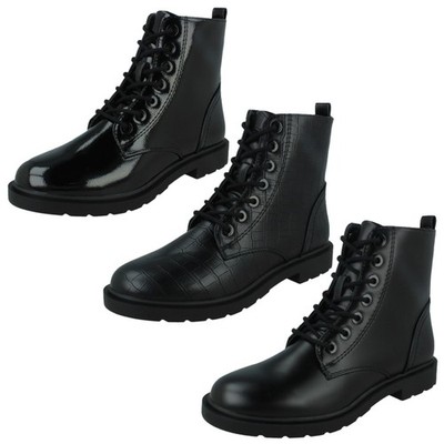 Damen Spot On Schnürstiefeletten schwarz Smart Freizeit F5R1170