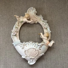 Vintage Lipper Mann Bisque Wall Pocket Planter 24K Gold Paint Accents 11x8"