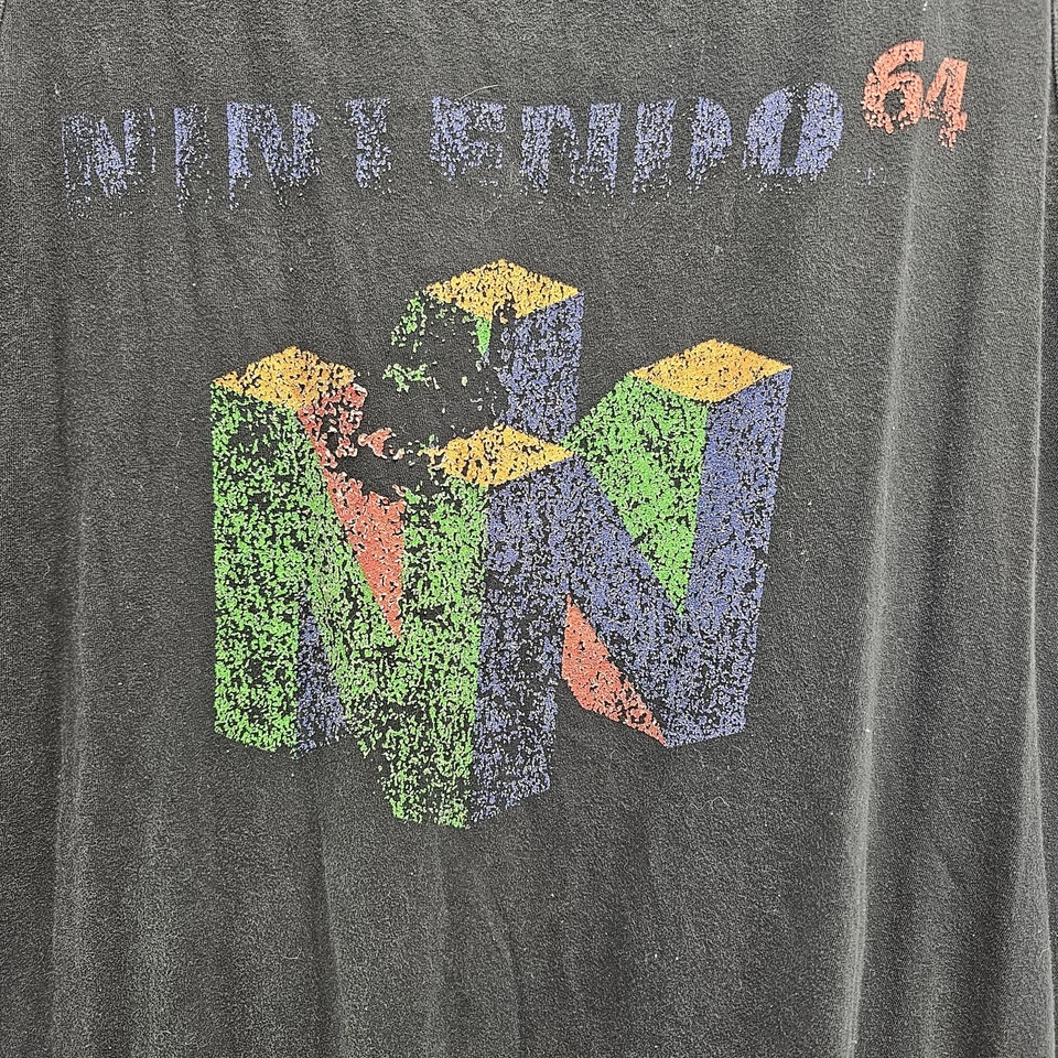 Camiseta sin mangas Nintendo 64 talla XXL | Camisa retro negra sin mangas logotipo desgastado Foto 3 de 4