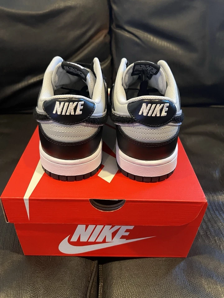 Nike Dunk Low Retro Chenille Swoosh Black Grey Leather Shoes Size 11 Mens - Image 4 of 4