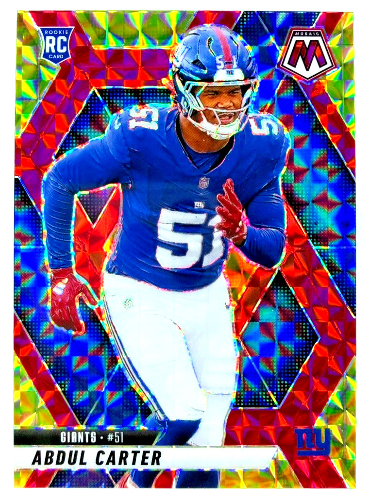 2025 Mosaic Choice ABDUL CARTER #317 RC Rookie Fusion Red & Yellow Mosaic #/89