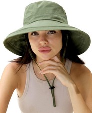 Packable Cotton Sun Hat Wide Brim Ponytail Outdoor Beach Cap Cycling Running@