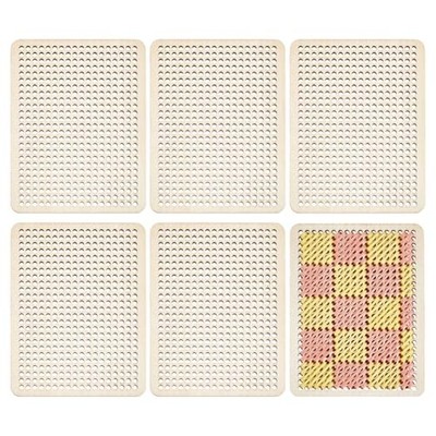 6 Pcs Blank Hole Paved Cross Stitch Ornament, Rectangle Wooden Cross Stitch