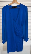 Gabrielle Union Faux Wrap Cocktail Dress. Size XL. Electric Blue