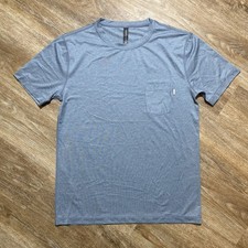 Vuori Tradewind Shirt Men Small Blue Performance Stretch Gym Workout Casual EUC