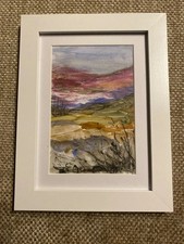 Original Painting, Abstract Country Landscape Signed Mounted & Framed OOAK Art