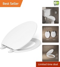 White Brevia Elongated Toilet Seat - Grip-Tight Bumpers Quick-Attach Hardware