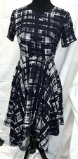 Corey Lynn Calter Painted Dress Black White Plaid ,Asymmetrical,  2, DD-5