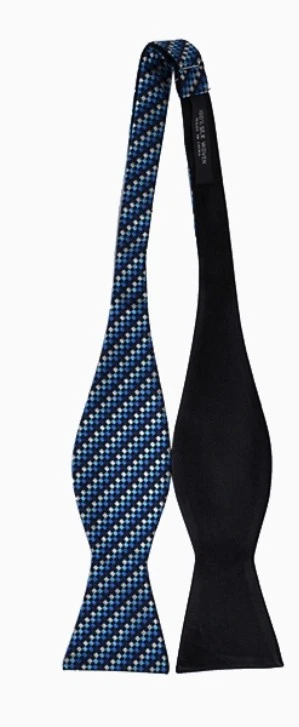 Pajarita Hombre REVERSIBLE Negra Sólida Geométrica Azul AUTOCORBATA Pajarita Foto 4 de 4