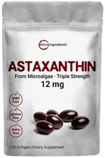 Micro Ingredients Astaxanthin 12mg 120 Softgels 4 Month Supply | Premium Asta...