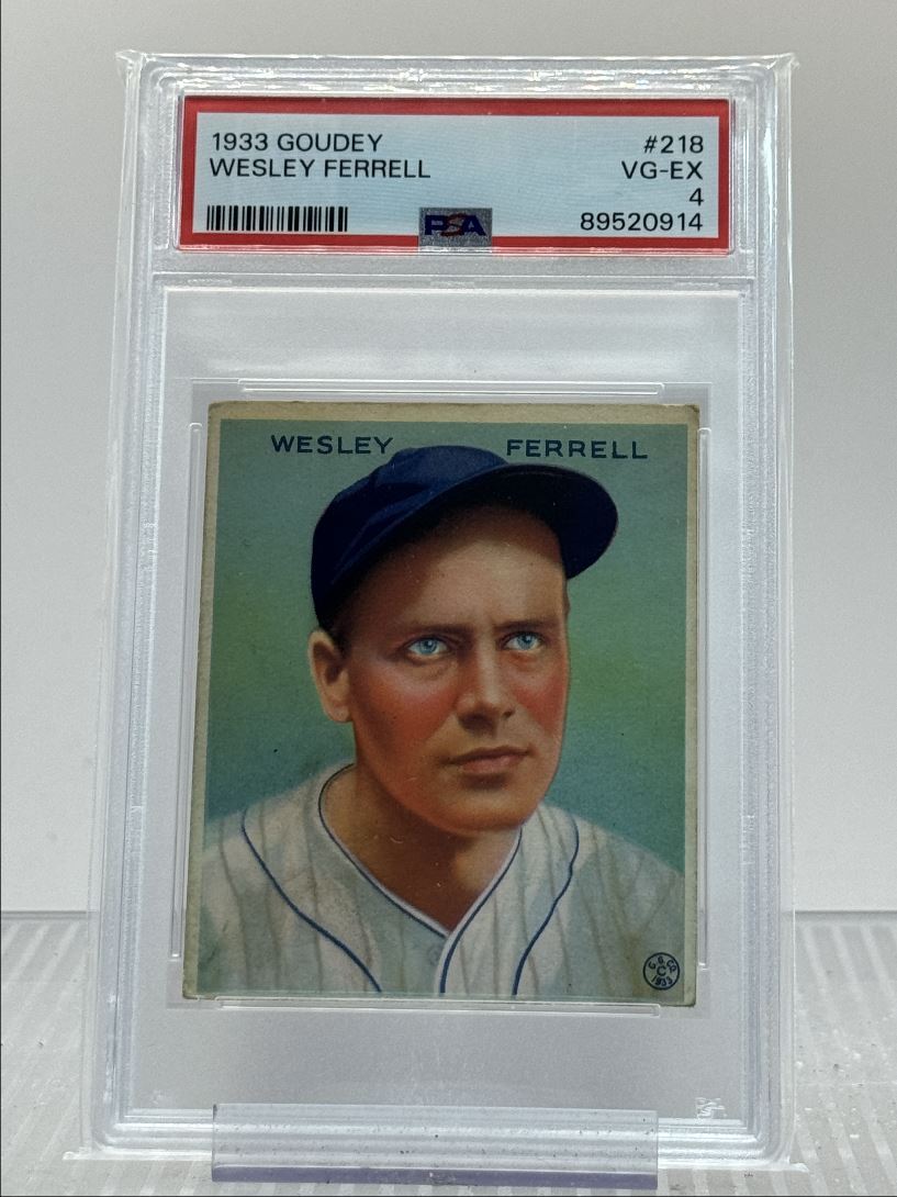 WESLEY FERRELL 1933 GOUDEY BIG LEAGUE ROOKIE INDIANS #218 RC PSA 4 Q0920