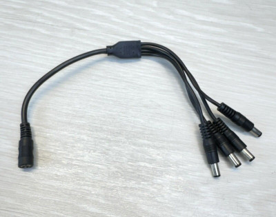 DC Power Cord Splitter 4 Channel DVR CCTV Video Security System 9 in.