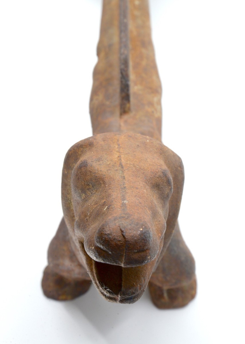 ANTIQUE CAST IRON DACHSHUND WEINER DOG DOOR STOP - BOOT SCRAPER