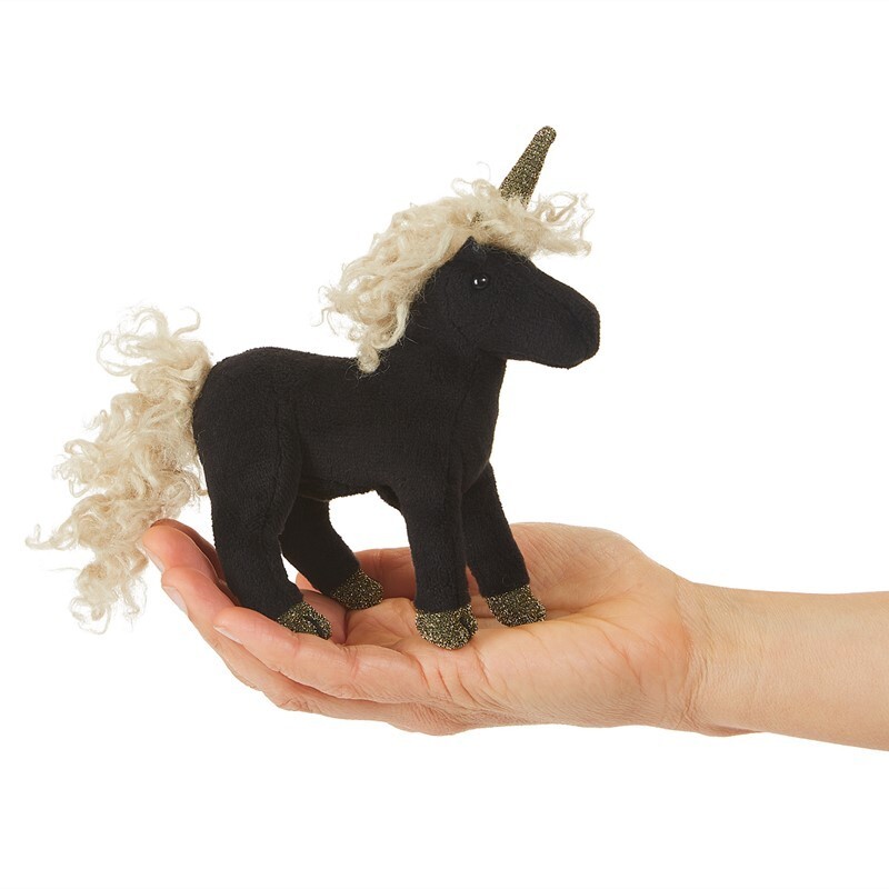 NEW PLUSH SOFT TOY 2797 Folkmanis Mini Black Unicorn Finger Puppet
