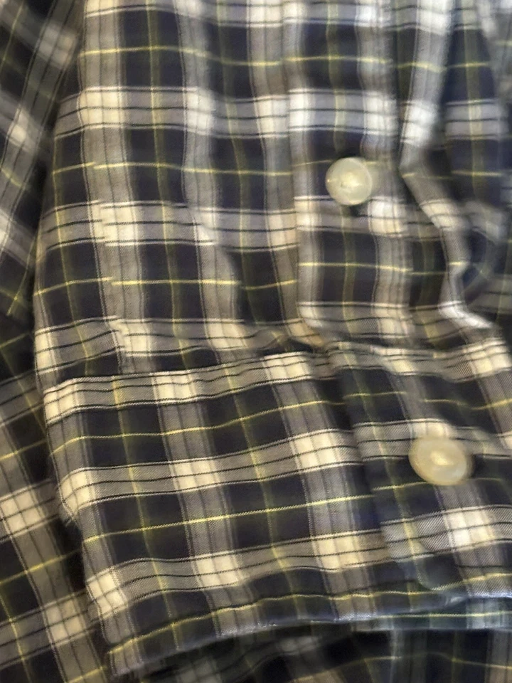 Polo Ralph Lauren Blue Plaid Shirt Dress Button Long Sleeve Girls 7 White Collar - Image 4 of 4