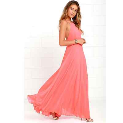 fitted lace wedding dress Coral Grand Evening Maxi Dress